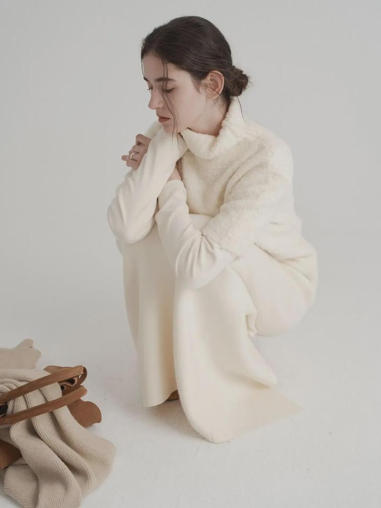 Women's Elegant French White Wool Knitted Sweater - Autumn & Winter Lazy Style