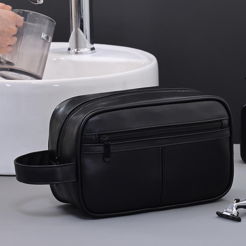Business Travel Portable Men's Toiletry Bag Fashion Retro Leather Thickened Cosmetic Bag Handbag