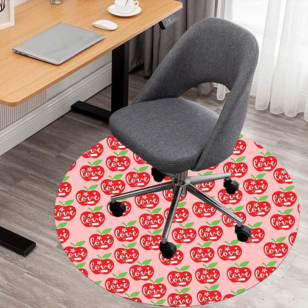 

1pc apple love Round Chair mat Area Rug - Non-Slip, Floor Mat for Office, Bedroom, and Indoor Decor -1002230 80cm by 80cm