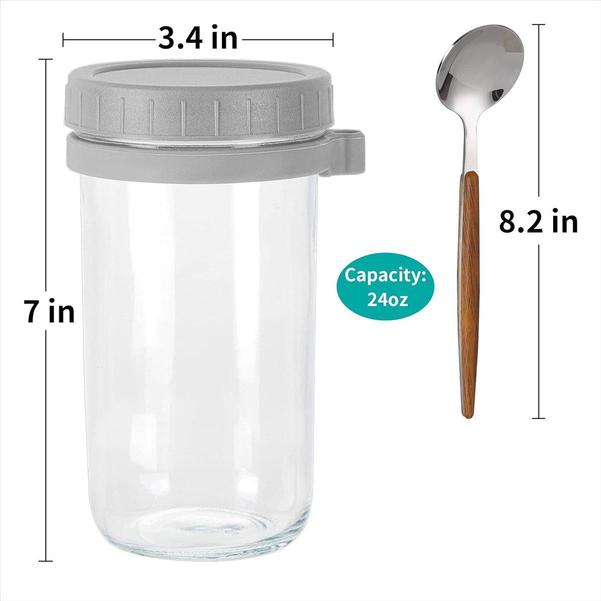 

2025+ Overnight Oats Containers with Lids and Spoons: 24 Oz Jars for Overnight Oats -2Pcs Glass Food Storage Containers China Mainland