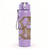 1PC KAR Glitter Gold Letter Text Print 750ml Color Plastic Sports Water Bottle Leakproof Flip Straw Lid Suitable for Sports Office Home Use