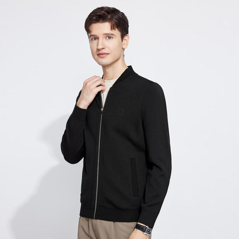 Langdeng Men's Thick Merino Wool Blend Zipper Cardigan Jacket