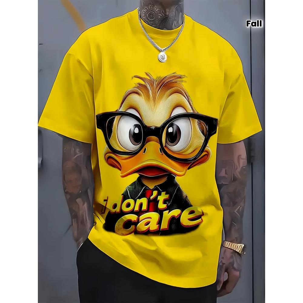 Funny Men's T Shirt Cartoon Duck Print Casual Short Sleeve Tops Tee Fashion T-shirts Outdoor Streetwear 2026 Hip Hop Clothing