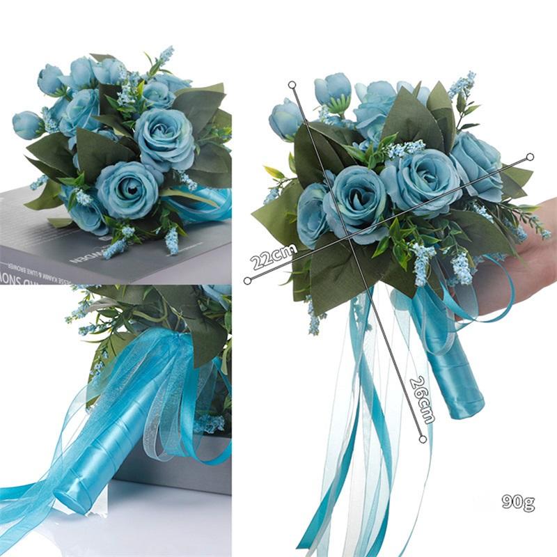 Mariée Demoiselle d'honneur Bouquet de mariage 12 Couleurs Roses Artificielles Fleurs à tenir Mariage Bouquet Accessoires de mariage