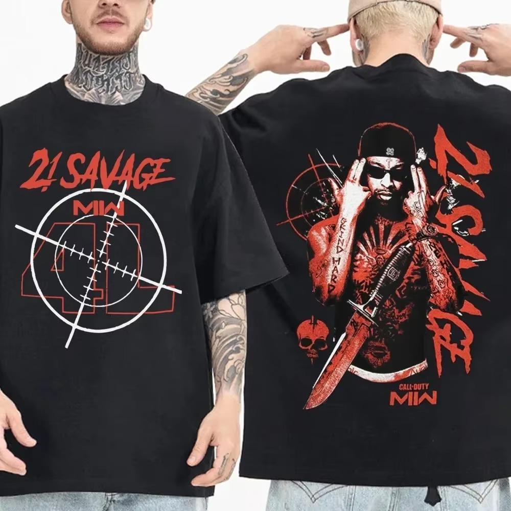 21 Savage American Dream T-Shirts Harajuku Hip Hop O-Neck Short Sleeve Shirts Fans Gift High Quality Cotton Summer Fashion Loose