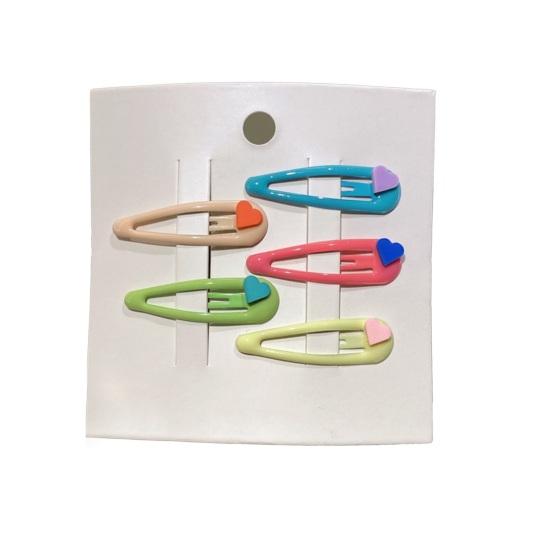 

5Pcs Kids Hairpins Scratch-Resistant Surface Heart Decoration Girls Hair Clips Side Bang Hair Pins Hair Accessories C