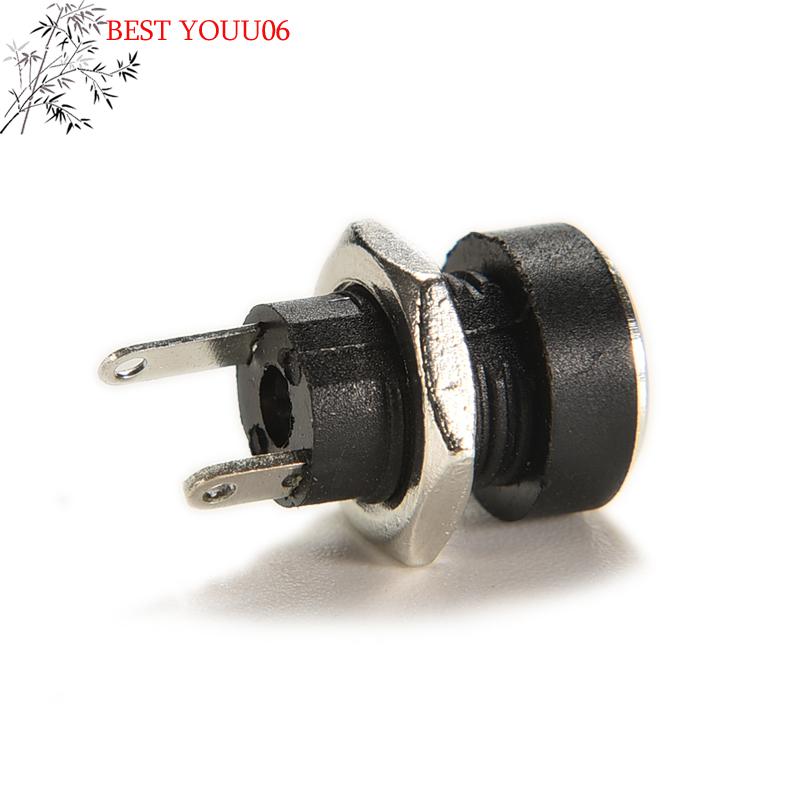 (YOUU06)10PCS DC Power Supply Jack Socket Female Panel Mount Connector 2-Pin 5.5 X 2.1mm Plug Adapter 2 Terminal Types 3A 12v