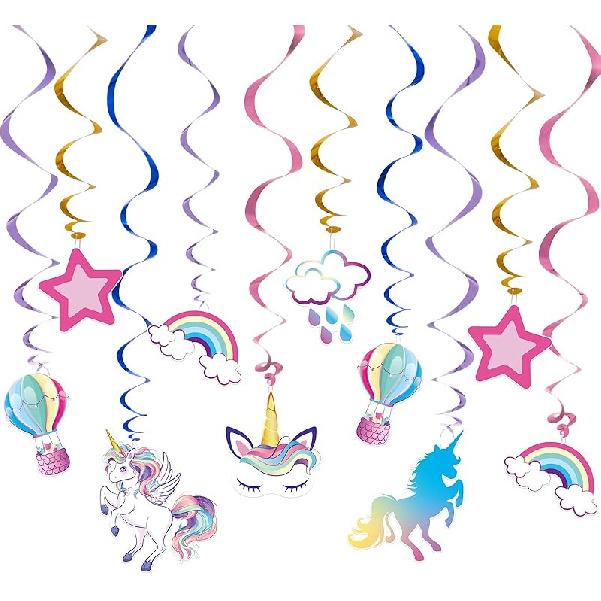 WERNNSAI Watercolor Dinosaur Party Hanging Swirl - 24Pcs Dinosaur Party Decorations for Girls Kids Birthday Baby Shower Foil Whirls Ceiling Streamers