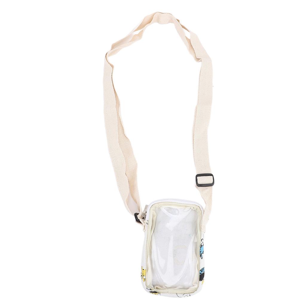 Portable Small Shoulder Pouch Bag Transparent Soft Shell Hanging Pouch with Adjustable Shoulder Stra