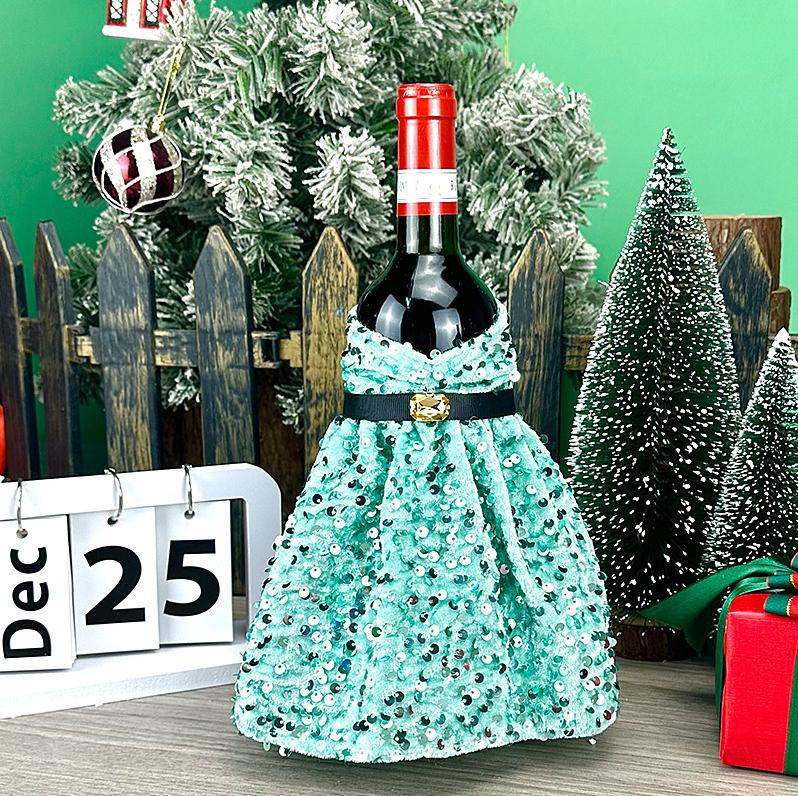 Copribottiglia di Vino di Natale Paillettes Maniche per Bottiglia di Champagne Vestito per Bottiglia di Vino per Natale Matrimoni Feste di Compleanno Forniture