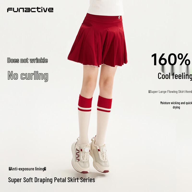 FUN ACTIVE Girls' Petal Hem Quick-Dry Pleated Tennis Skirt