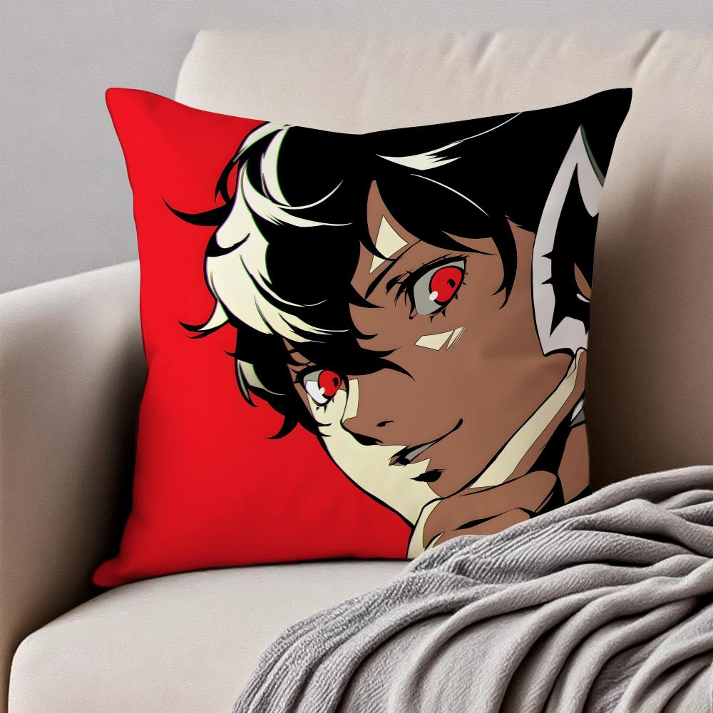 Stylish PPERSONA5 Anime Icons Cushion Cover Pillowcase Antidustmite Invisible Zipper Short Plush Sofa Cushion