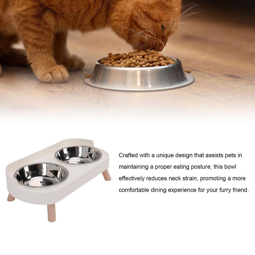 Multi Color Frame Cat Feeding Bowl Adjustable Height Dog Food Water Bowl  Indoor Pet Feeding белый