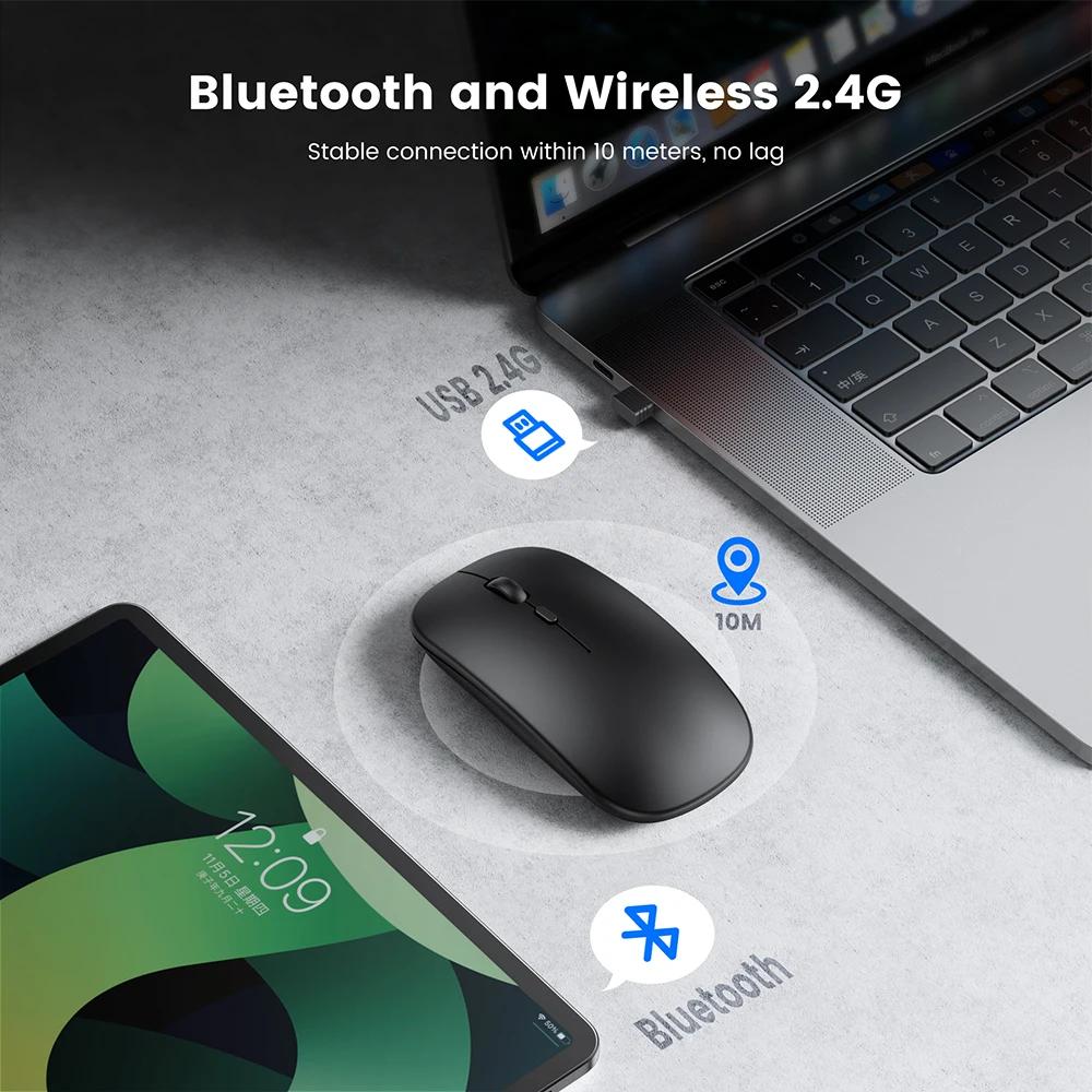 Rechargeable Bluetooth Mouse Wireless Mouse Bluetooth Computer Silent Mause Ergonomic Mini Mouse 2.4Ghz Optical Mice For PC