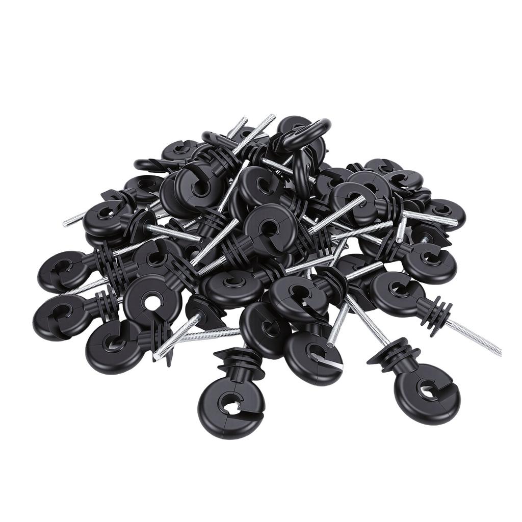 50 Pcs Electric Fence Insulator Screw In Fence Ring M5 Thread Wood Post Self Tapping Insulator for Animal Husbandry
