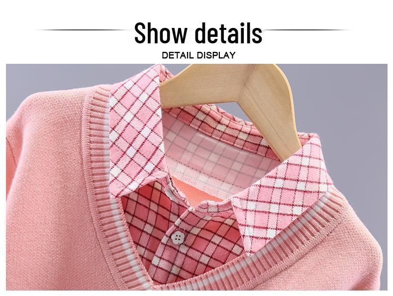 Baumwollpullover für Mädchen, Zwei-in-Eins, mit Fleecefutter für Frühling und Herbst - Perfekt für Grundschülerinnen und ältere Kinder