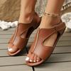 New Large-sized Fish-mouth Velcro Flat Shoes and Women's Hollowed-out Beach Flip-flops