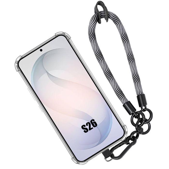 Coque pour Samsung Galaxy S26, Silicone Antichoc Slim Souple avec Bracelet Amovible Gris