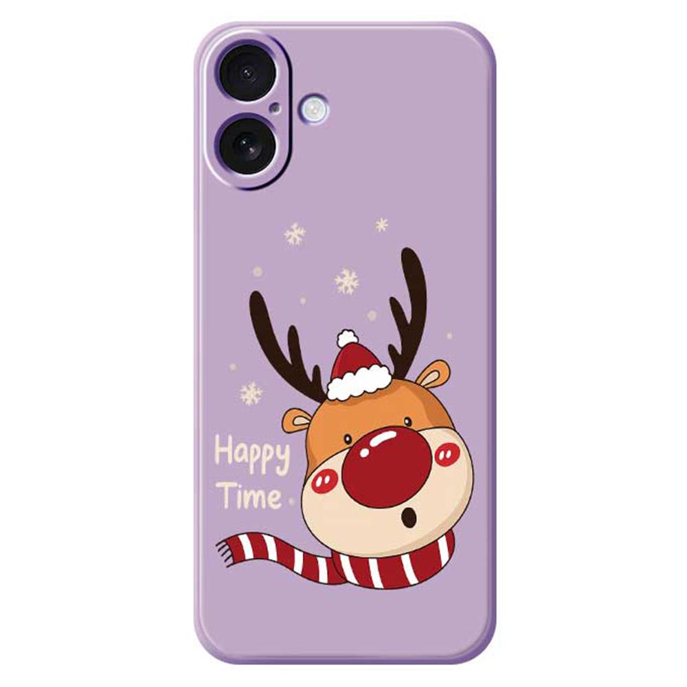 

For iPhone 17 Case Deer Head Pattern Printing Straight Edge TPU Phone Back Cover C