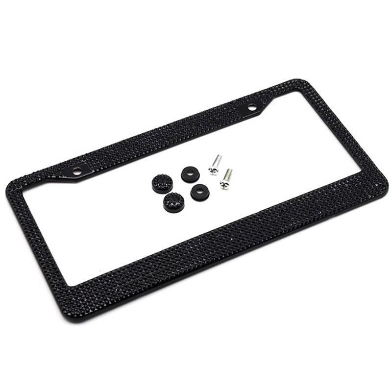 License Plate Holder Stainless Steel License Plate Frame Bling Rhinestone Front Rear License Plate Frame