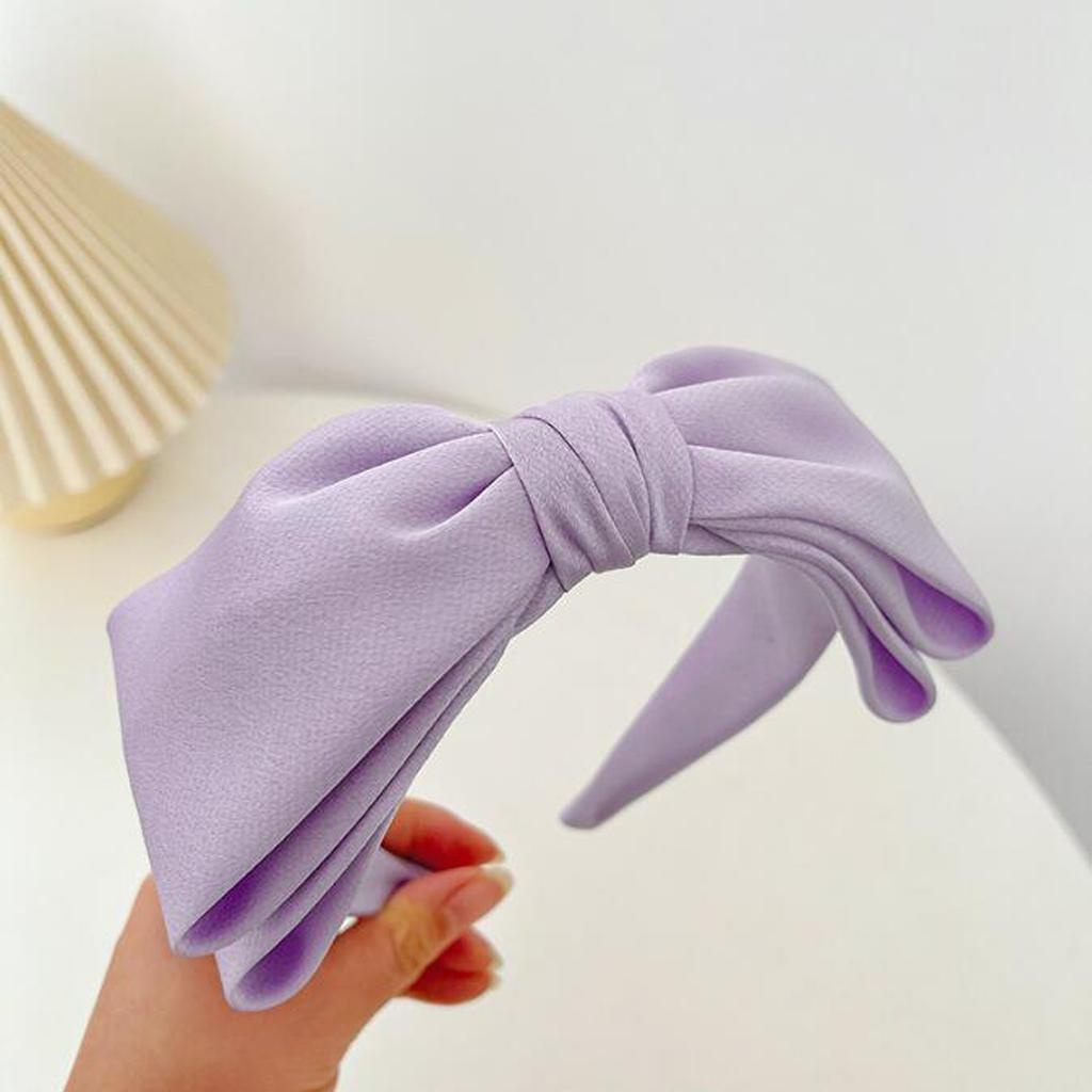 PROLY New Fashion Women's Hair Accessories Center Big Bowknot Headband Solid Color Turban Spring Headwear Hairband