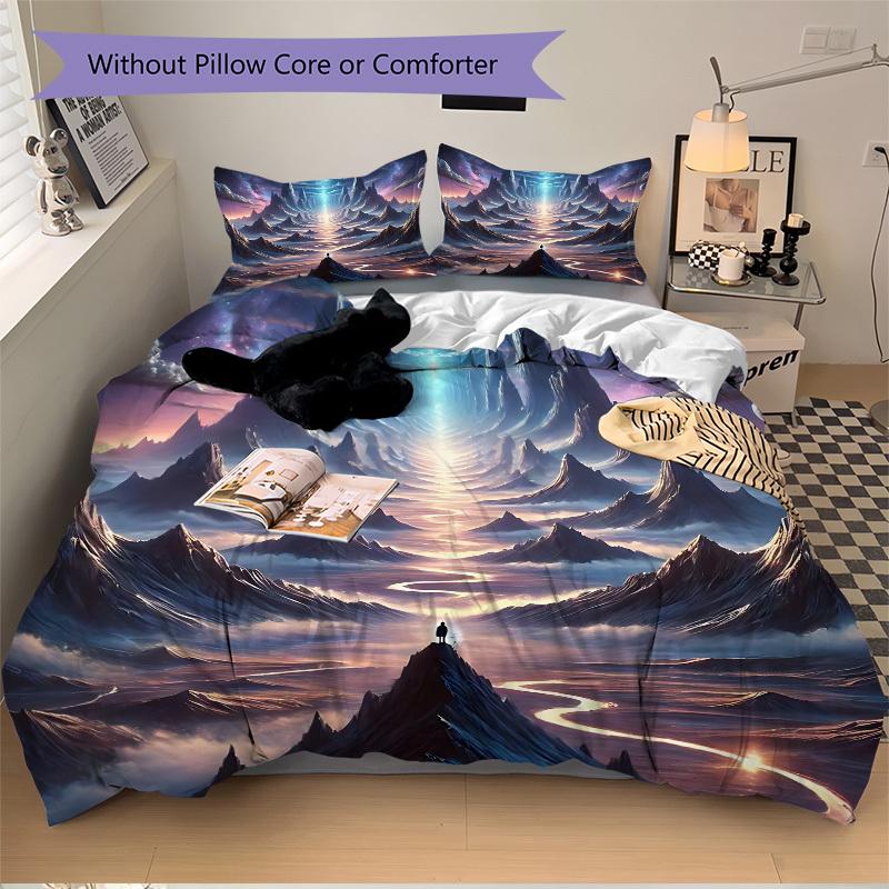 3pcs bedding set Mystical Landscape Includes 1 Comforter + 2 Pillowcases, Without Pillow Inserts, Soft Comfortable, Lightweight Breathable113