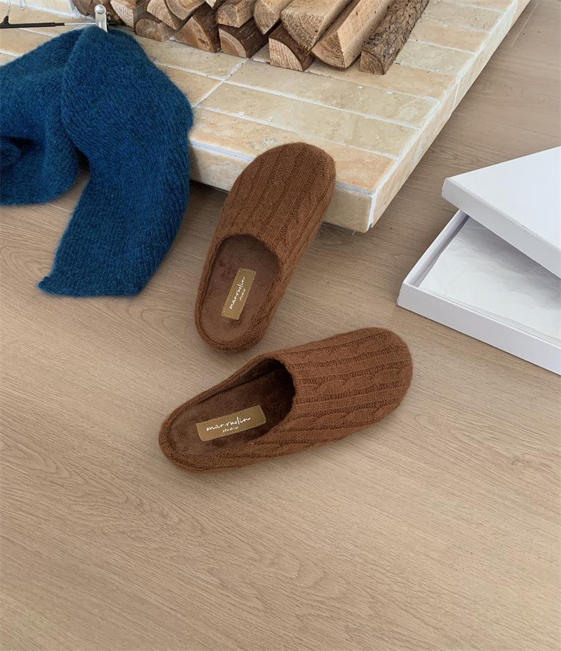 Factory wool Japanese home soft bottom slippers autumn and winter cotton slippers non-slip silent couple cotton mop