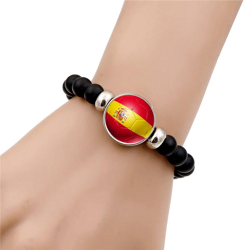 Football Team Beaded Bracelet Men And Women Fashion Black Bracelet Germany Spain Brazil Football Jewelry.