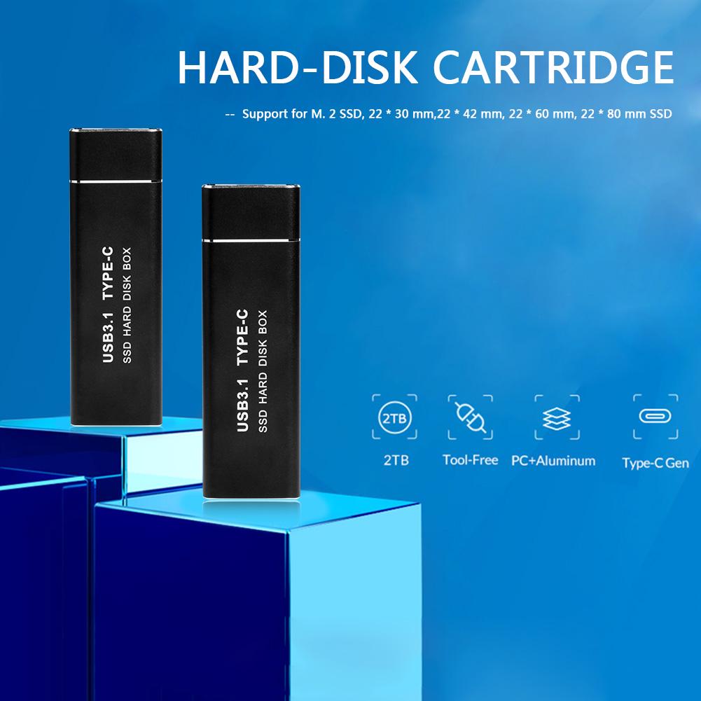 NVME Hard Disk Drive Box USB3.1 Type-C Hard Drive Enclosure Aluminum Alloy External SDD Enclosure M.2 M Key PCIE NVME