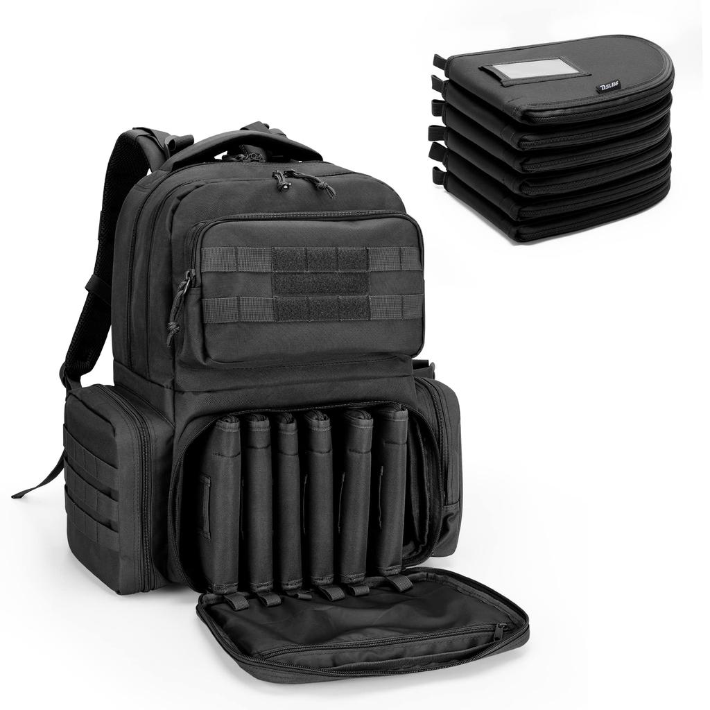 DSLEAF Handgun Backpack with 6 Pistol Cases, Large Capacity