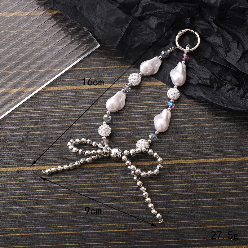 New Pearl Bow Beaded Pendant Phone Case Charm Wrist Strap Lanyard