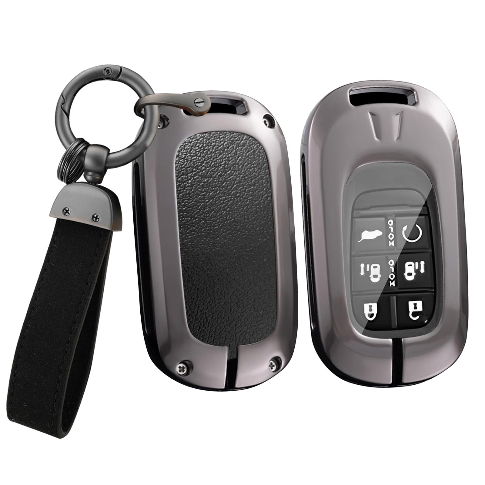 

[ontto] Чехол для ключа Honda Key Case Key Holder из сплава + кожи Стильный смарт-ключ, совместимый с Step Wagon N-BOX JF5 JF6 Odyssey Fit XRV Accord Civ