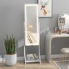 Free Standing Dressing Mirror with LED Lights, Full Length Mirror with 3 Temperature Colours and Storage Shelf