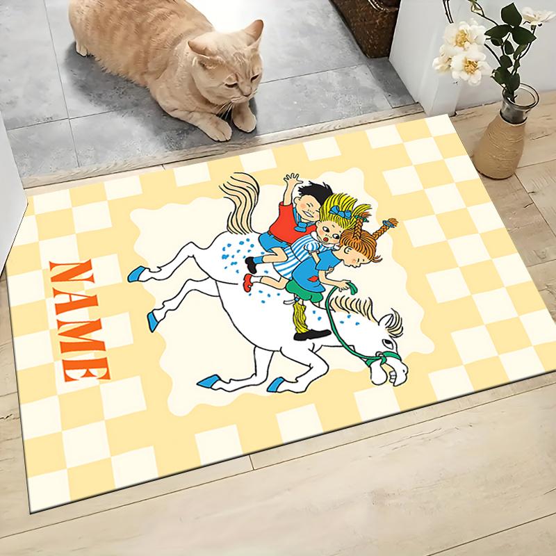 Custom Name Pippi Adventures Carpet Rug Customizable Soft Washable Anti-Slip Home Living Room Sofa Mats Personalized Rug. 0909321