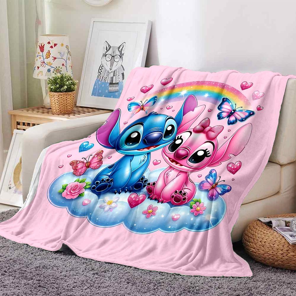 1Pc Lilo Stitch Tropical Adventure Blanket For Couch Bed Plush Cozy Fuzzy Blanket Super Soft Warm Blankets For Fall And Winter 091884