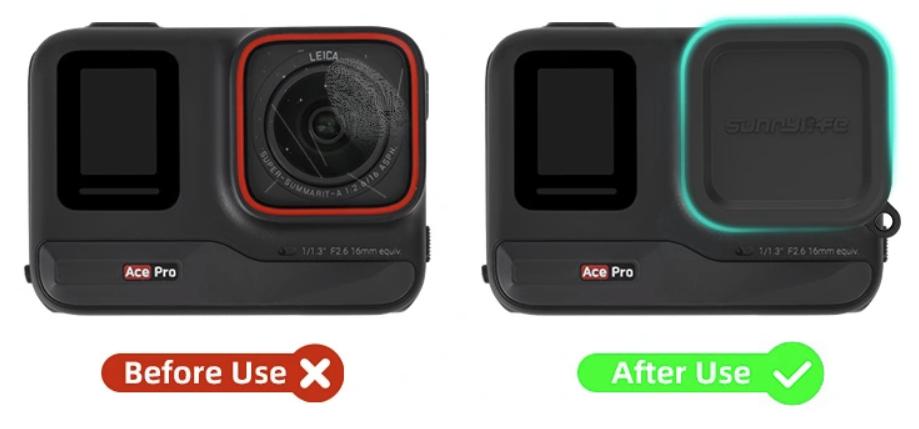 Rubber Camera Lens Cover Case for Insta360 / Ace / Ace Pro - Black