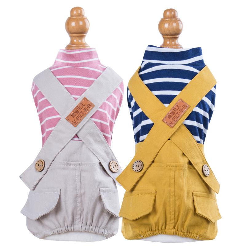 Trendy Pet Clothes Striped Dog Overalls for Small Breeds Breathable Dog Jumpsuit Spring and Autumn Outfit