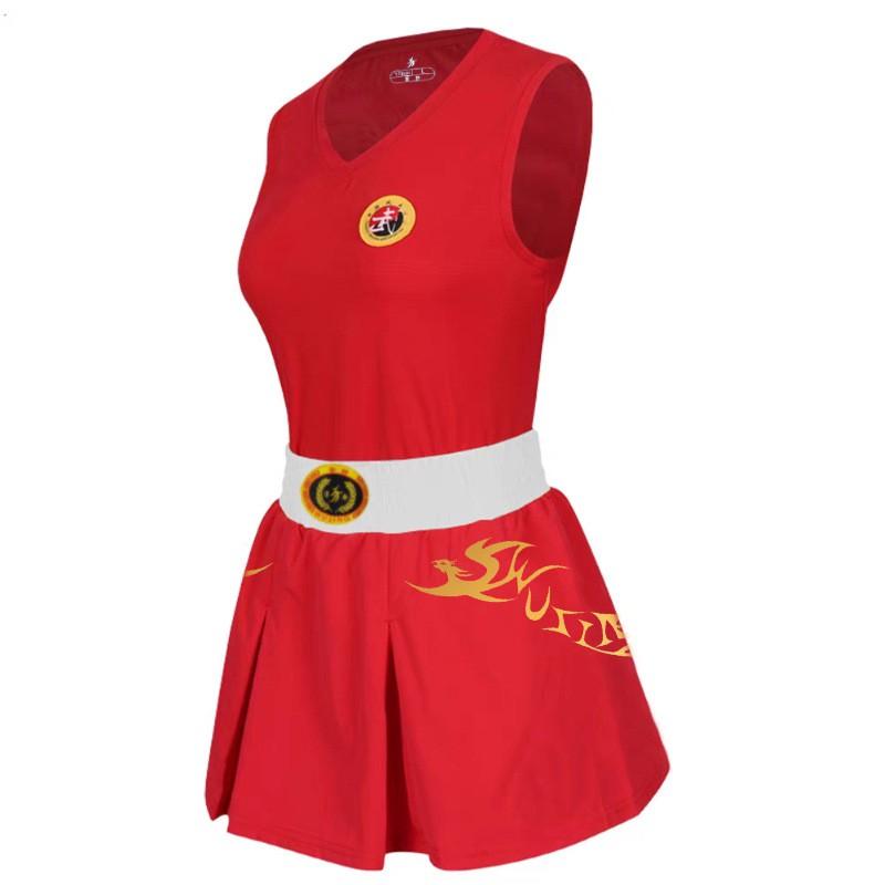 Unisex Martial Arts Training Suit Sanda Combat Sports - Sleeveless Top Shorts/Skirt Set In Pink Or Blue