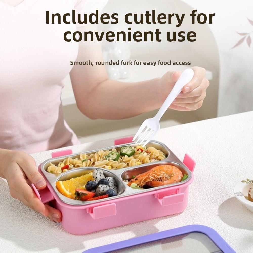 Leak-proof Divided Compartments Insulated Lunch Box Sealed Lid Food Container School Lunch