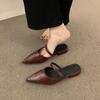 Comemore Baotou Half Slippers for Womem Temperament Shallow Mouth Pointed Head Female Summer Outside Wear Mules Slides Shoes