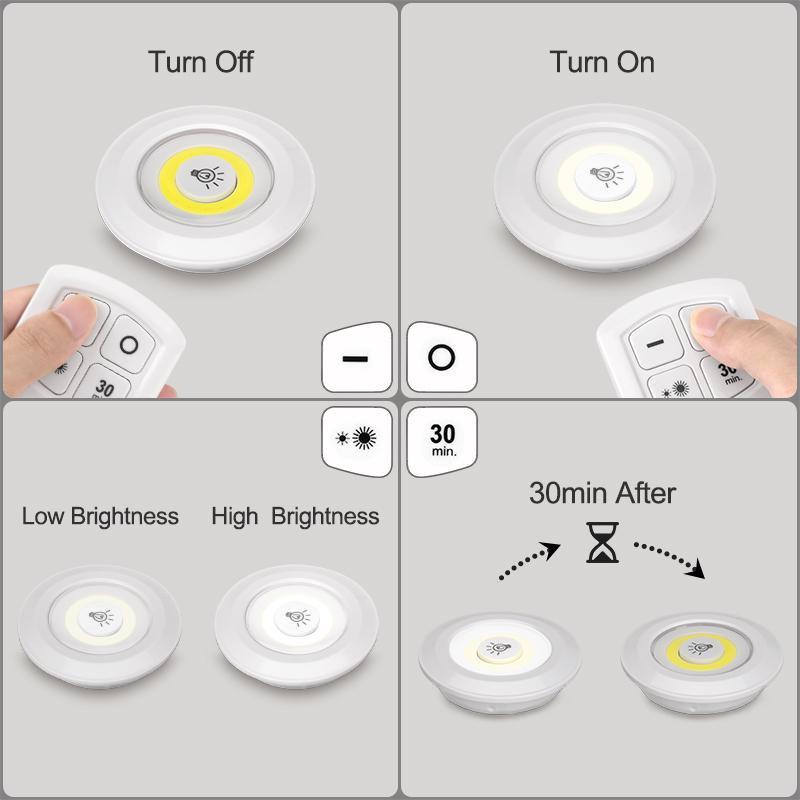 Lampka LED COB oświetlenie podszafkowe lampka nocna bezprzewodowy pilot możliwość przyciemniania lampa do szafy 3W super jasne oświetlenie szafy YSXX