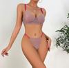 "Lotus Mesh Contrast Color Two-Piece Sexy Lingerie Set"