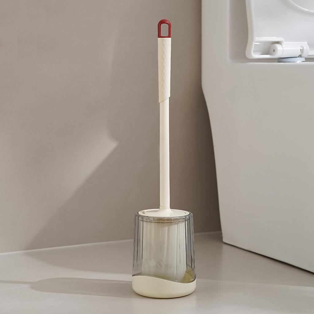 Yousheng Toilet Brush with Holder Plastic Bathroom Toilet Brushes Fine Brush Head Extended Handle Wall Mountable Toilet Bowl Brush