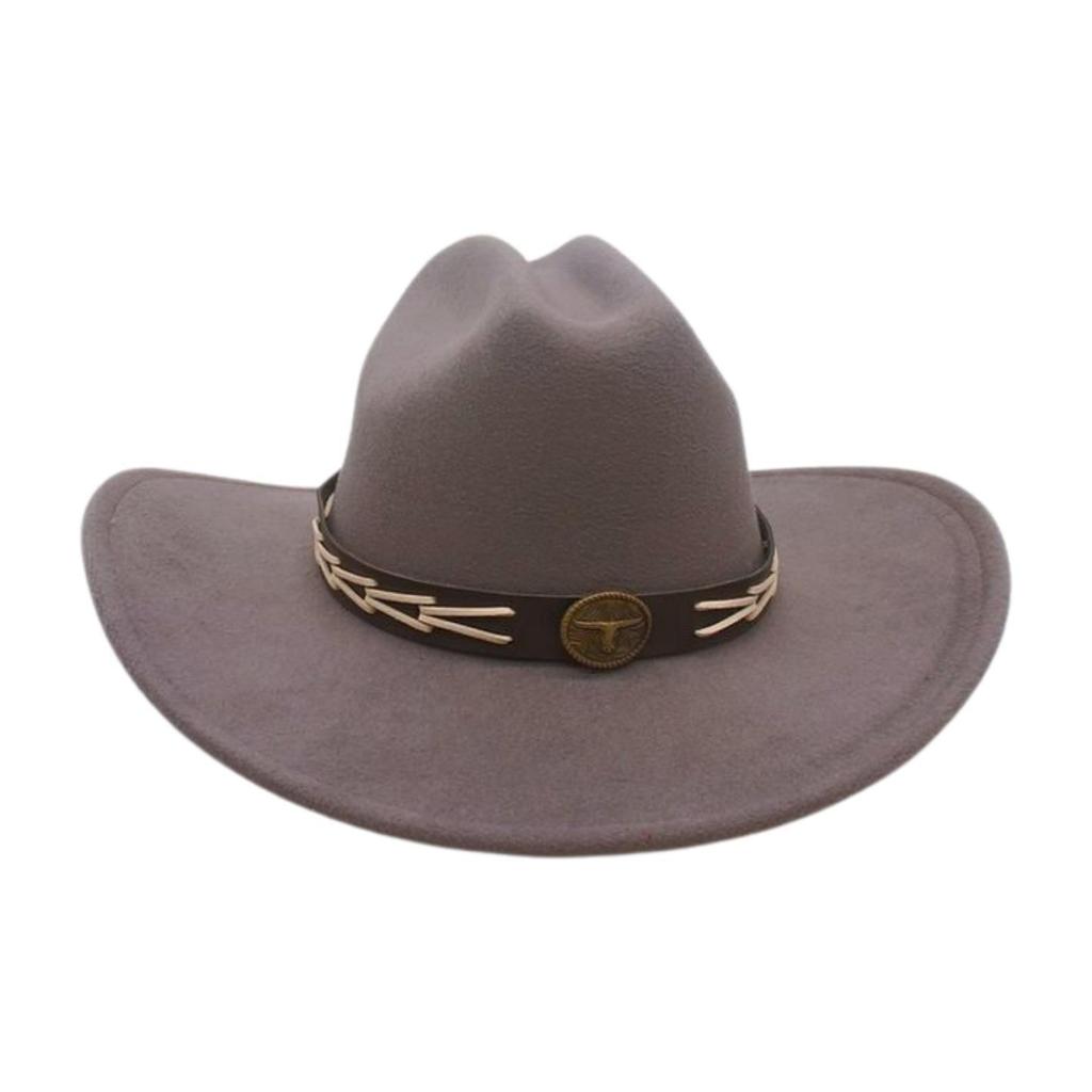 Ladies Shopping Concave Shape Internet Celebrity Top Hat New Fashion Simple Cowboy Hat One Word Top Wide Brim Woolen Jazz Hat