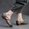 Johnature Sandali traspiranti cavi in ​​vera pelle Scarpe da donna retrò comode e versatili