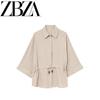 Zab Autumn New Women Clothes Western Style French Style Design Linen Blend Travel Hunting Suit Shirts 2768939
