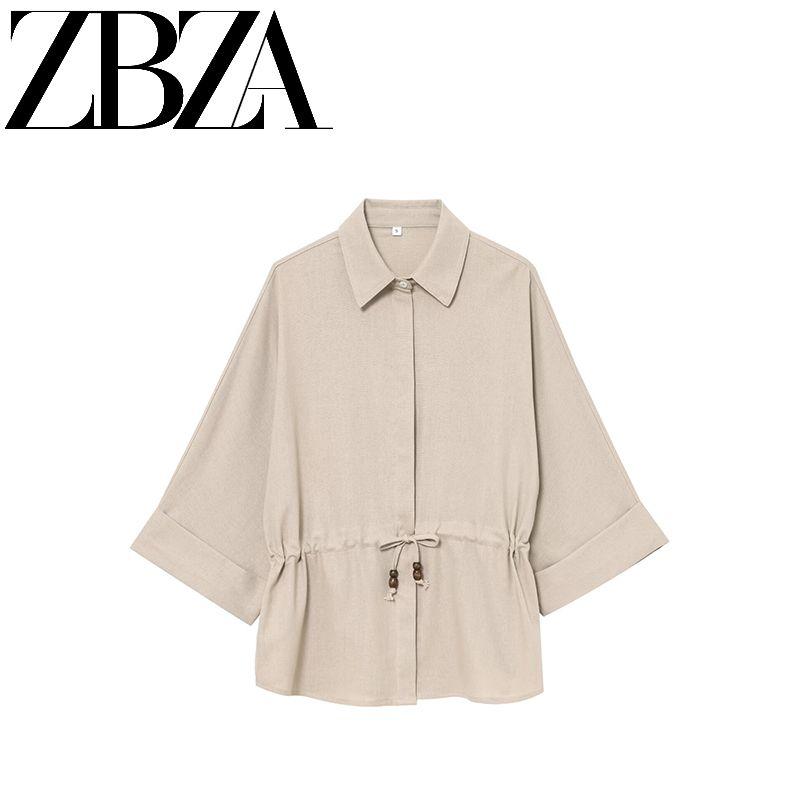 Zab Autumn New Women Clothes Western Style French Style Design Linen Blend Travel Hunting Suit Shirts 2768939