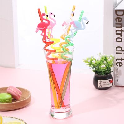 4PCS Flamingo Sipper Drink Straw PVC Soft Plastic Sipper Bar Birthday Party Restaurant Art Sipper