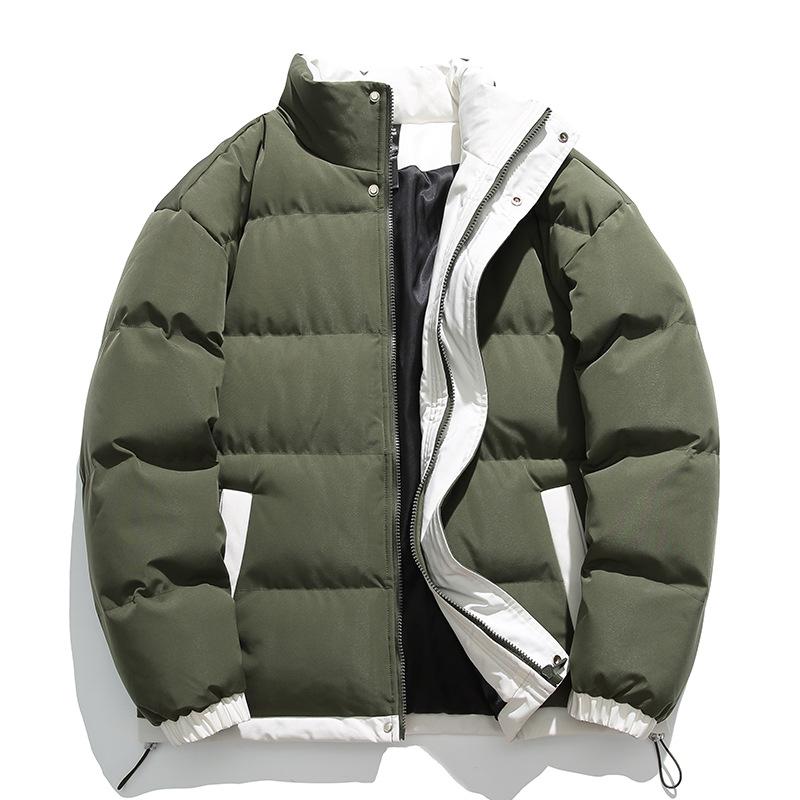 Baumwollwattierte Herren Winter Koreanische Version Einfarbige Stehkragen Brotjacken, Warme und Verdickte Lässige Baumwollkleidung, Herrenjacken