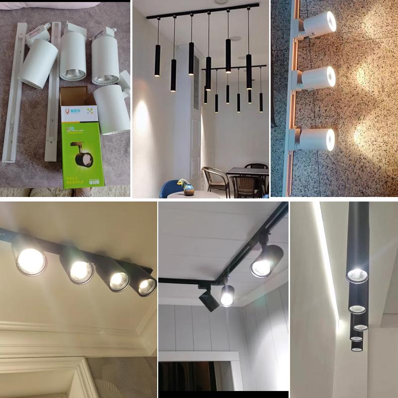 Spot Led Track Light 220V Ceiling Light COB Spotlight Rail Lamp Fixture for Living Room Clothing Store Full Set Track Lighting